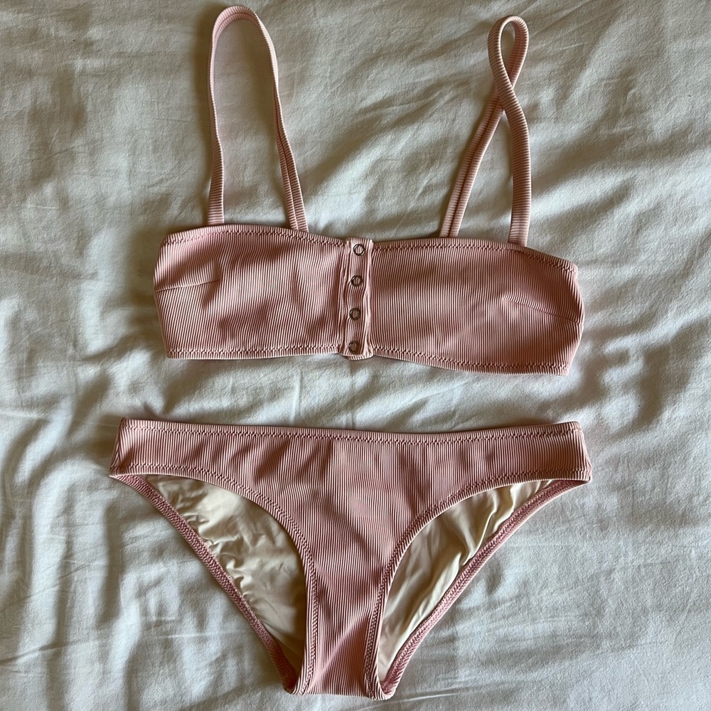 Pink Staud x Solid and Striped Bikini Top and Bottom